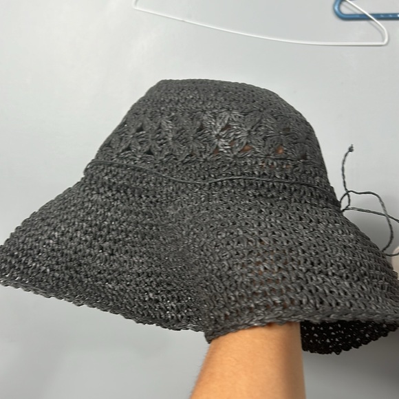 4.5 Inch Flat Brim Fancy Straw Hat - Black - Picture 6 of 9